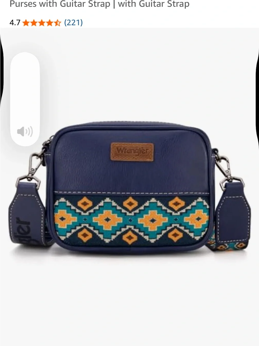 Wrangler Navy Crossbody with Teal and Mustard Patterned Band